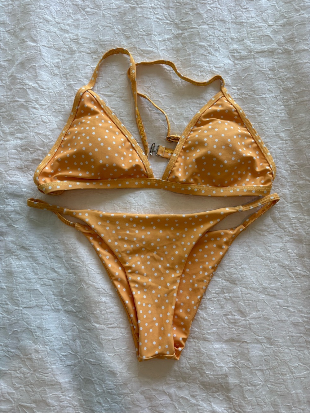 Zaful Yellow Polka Dot Triangle Bikini Set
